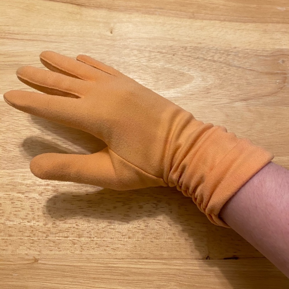 Vintage ruched orange gloves